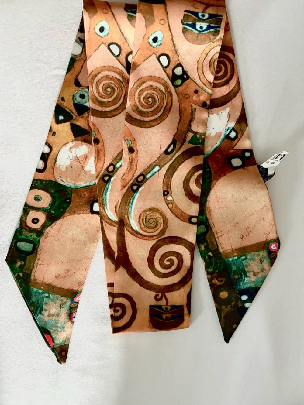 Gustav Klimt Silk Decorative Skinny Scarf Tree of Life